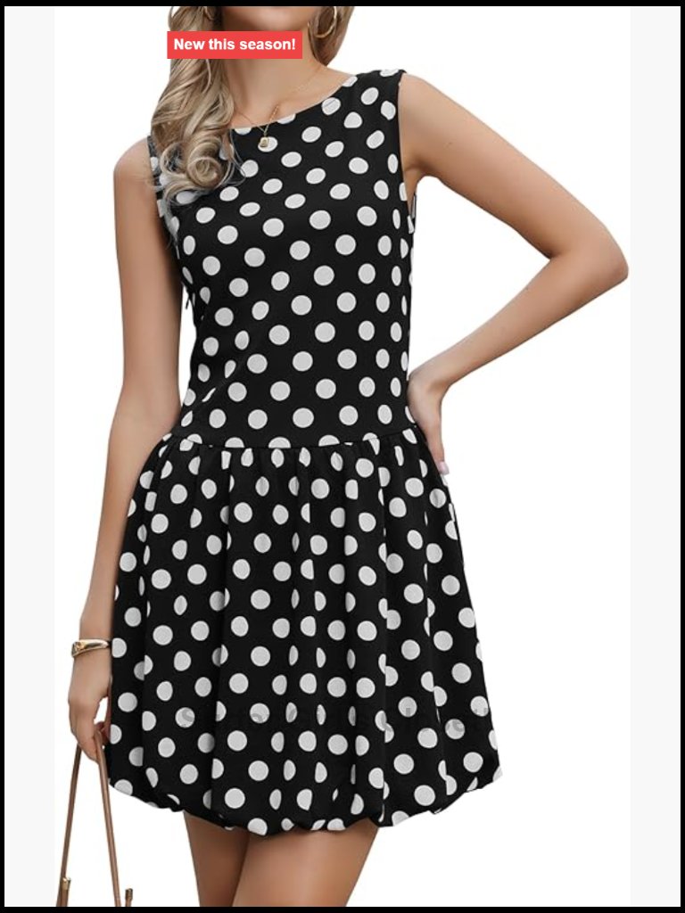 Sleeveless Bubble Dress With Polka Dots Boat Neck Y2k Mini Summer Casual